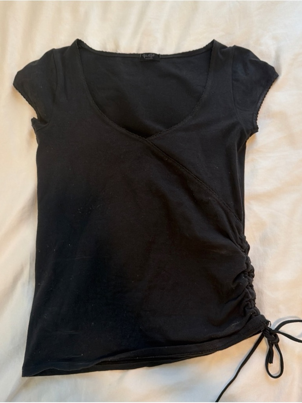 brandy melville john galt black ruched side tie top